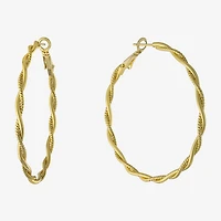 Silver Reflections Womens 14K Gold Over Brass 55mm Hoop Earrings
