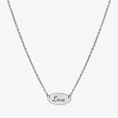 Silver Treasures Love Womens Sterling Silver Oval 16 Inch Pendant Necklace