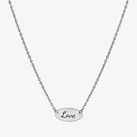 Silver Treasures Love Womens Sterling Silver Oval 16 Inch Pendant Necklace