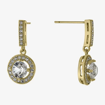 Sparkle Allure Womens Crystal 14K Gold Over Brass Drop Earrings