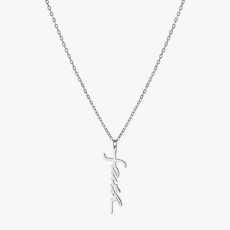 Silver Treasures Faith Womens Sterling Silver 16 Inch Pendant Necklace