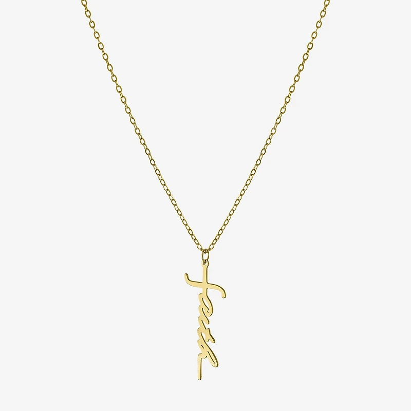 Silver Treasures Faith Womens 14K Gold Over Silver 16 Inch Pendant Necklace