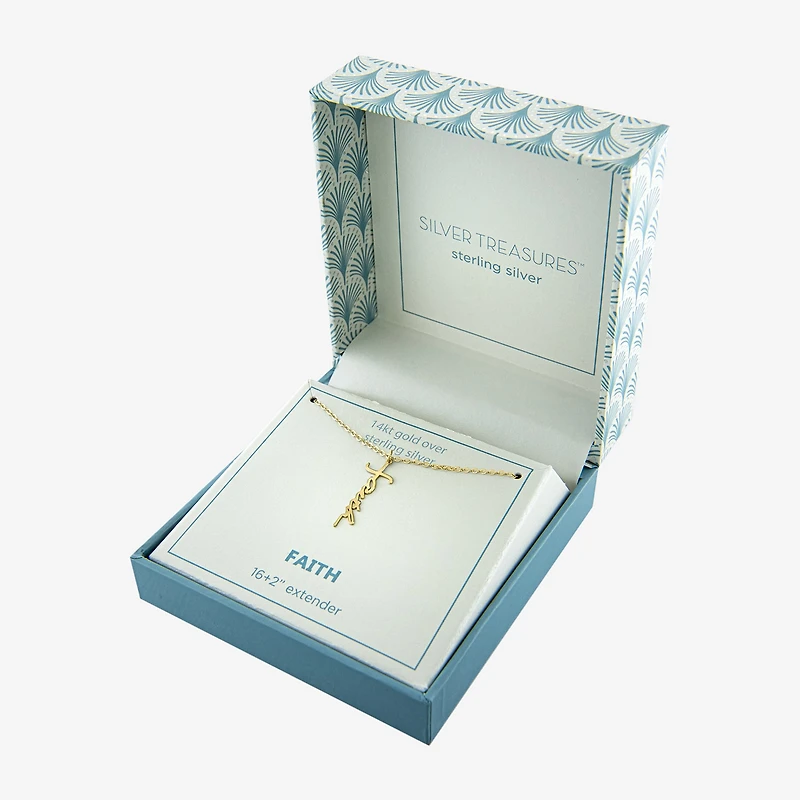 Silver Treasures Faith Womens 14K Gold Over Silver 16 Inch Pendant Necklace