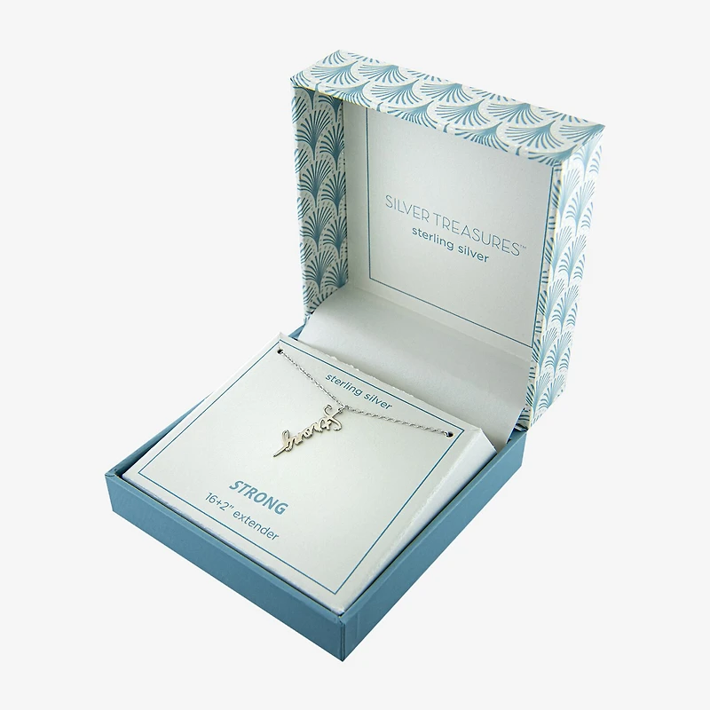 Silver Treasures Strong Womens Sterling Silver 16 Inch Pendant Necklace