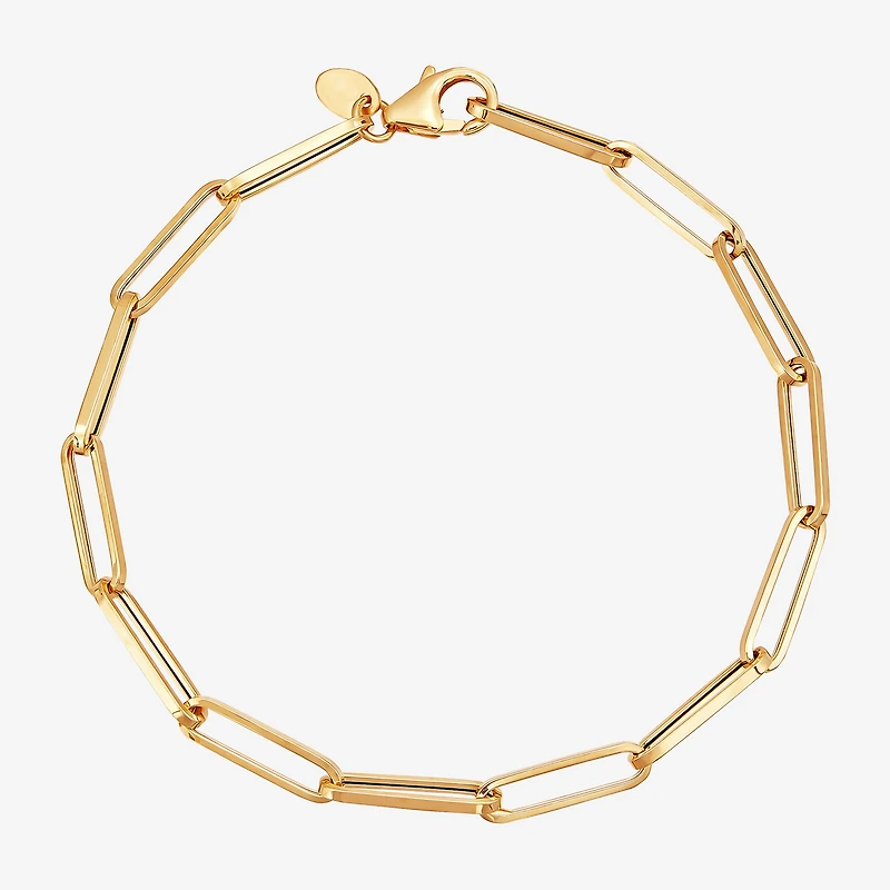 Gold Addiction Womens 14K Gold 7.5 Inch Hollow Paperclip Chain Bracelet
