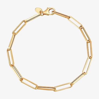 Gold Addiction Womens 14K Gold 7.5 Inch Hollow Paperclip Chain Bracelet