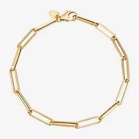 Gold Addiction Womens 14K Gold 7.5 Inch Hollow Paperclip Chain Bracelet