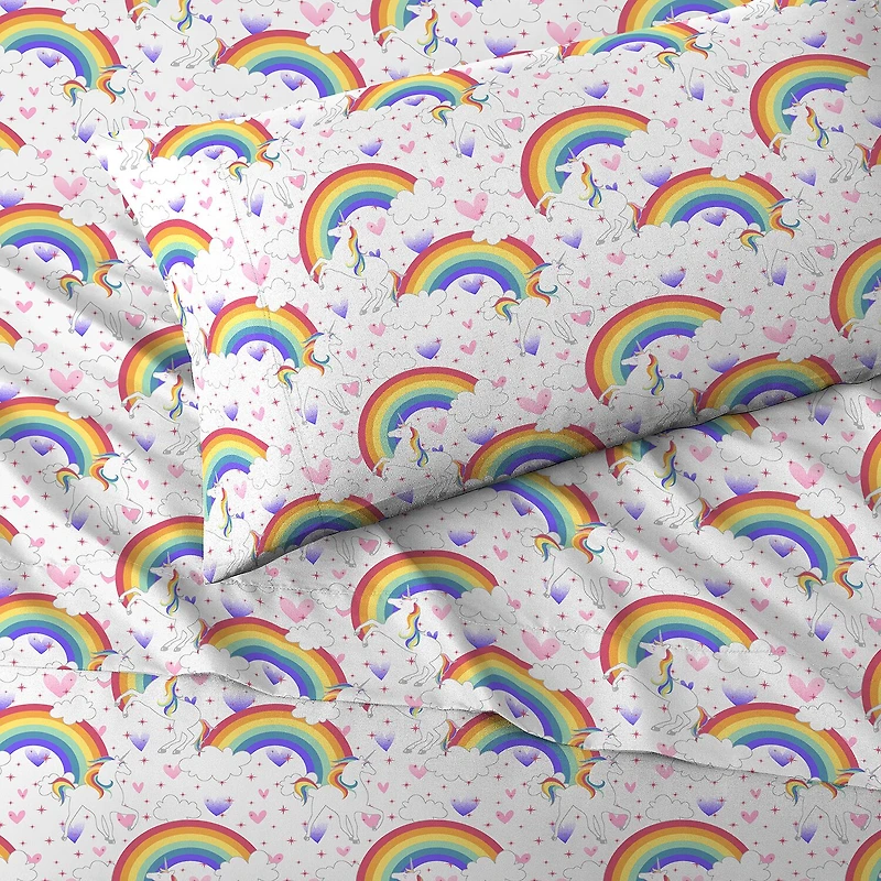 Dream Factory Unicorn Rainbow Sheet Set