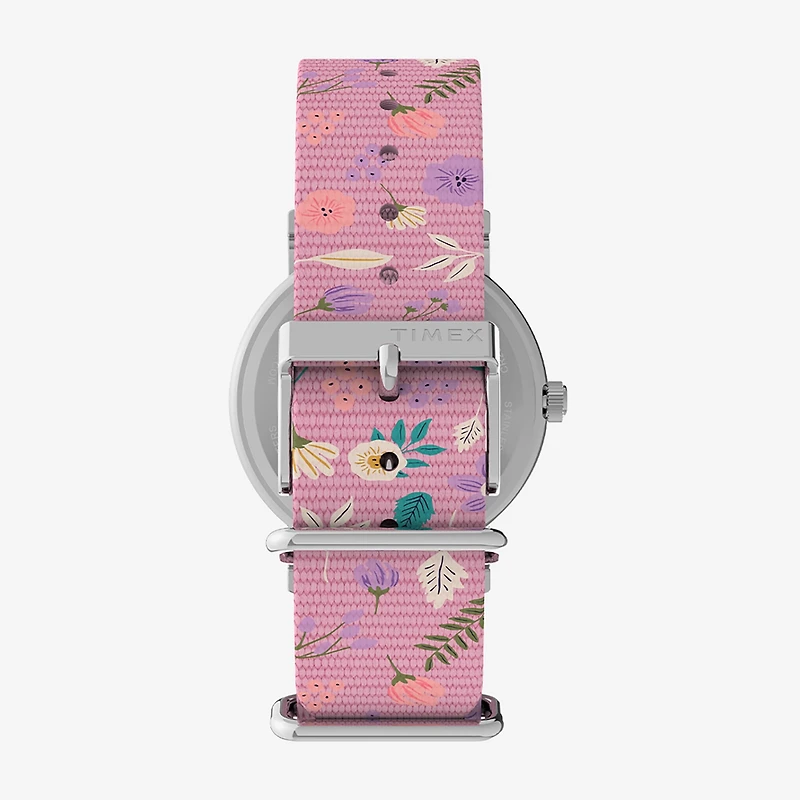 Timex Timex Peanuts Weekender 38mm Watch - Pink Strap White Dial Silver-Tone Case Peanuts Womens Multicolor Strap Watch Tw2v77800jt