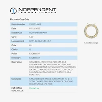 (H-I / I1) Womens 1 CT. T.W. Lab Grown White Diamond 10K Gold Circle 18 Inch Pendant Necklace