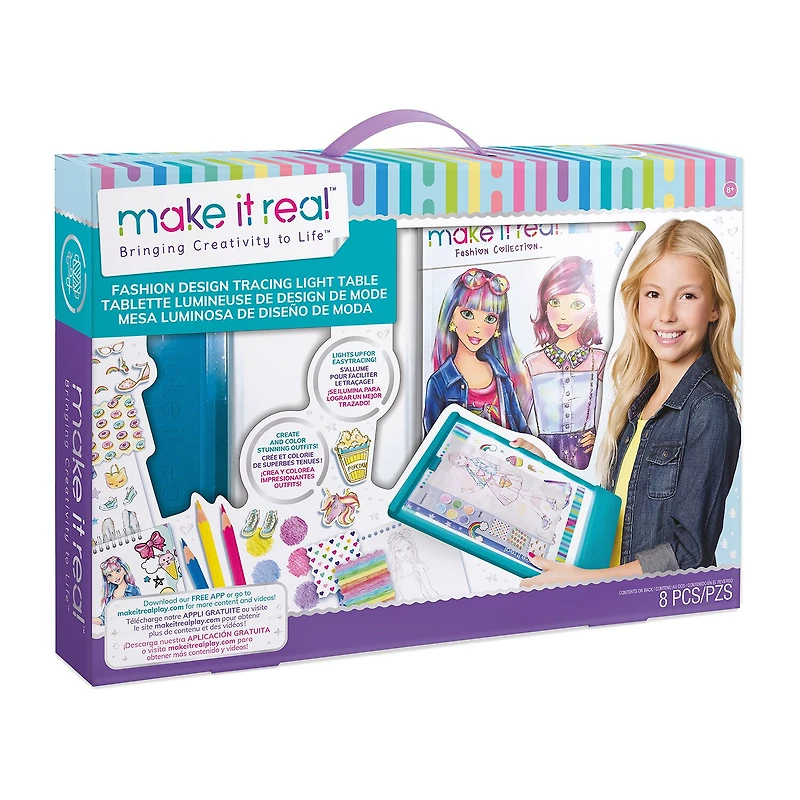 Make It Real Fashion Design Tracing Light Table 8-pc. Coloring Set
