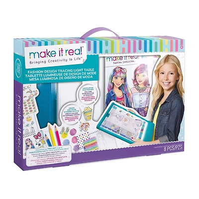 Make It Real Fashion Design Tracing Light Table 8-pc. Coloring Set