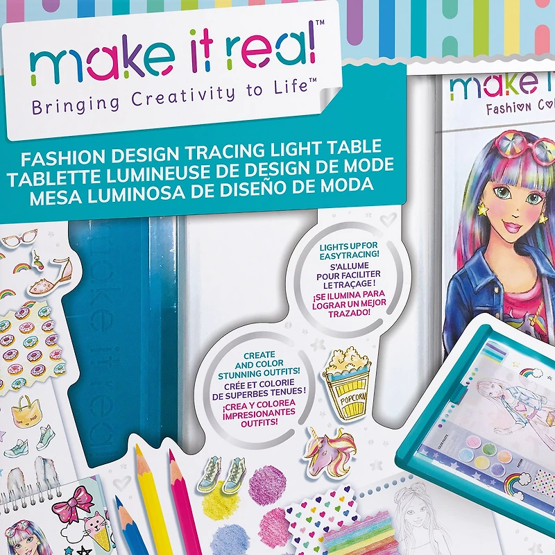 Make It Real Fashion Design Tracing Light Table 8-pc. Coloring Set