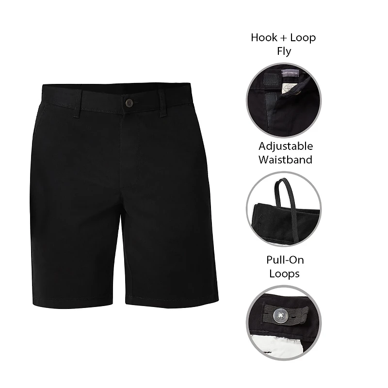 St. John's Bay Dexterity Mens 10" Adaptive Stretch Fabric Adjustable Features Easy-on + Easy-off Chino Short