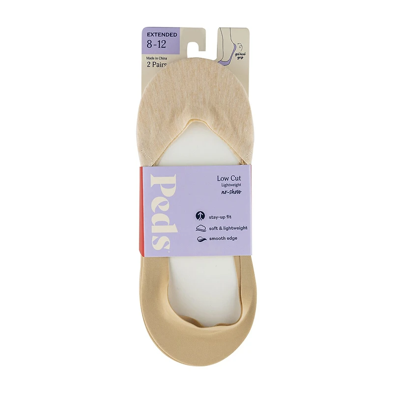 Peds Smooth Edge Low Cut Womens Multi-Pack 2 Pair Liner Socks