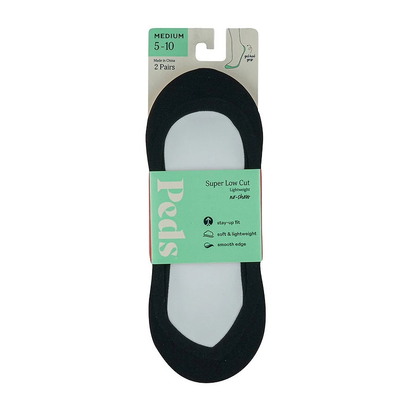 Peds Gel Ultra Low Cut Womens Multi-Pack 2 Pair Liner Socks