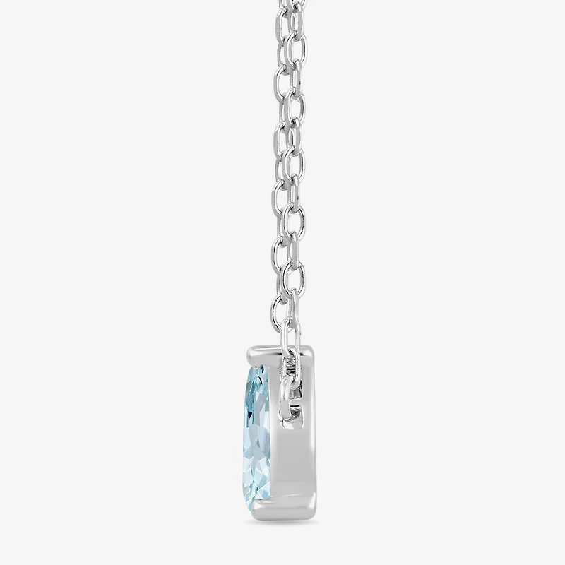 Toi Et Moi Womens Genuine Gemstone & 1/10 CT. T.W. Lab Grown Diamond 10K White Gold Pear Pendant Necklace