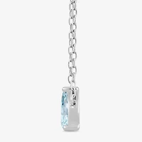 Toi Et Moi Womens Genuine Gemstone &  1/10 CT. T.W. Lab Grown Diamond 10K White Gold Pear Pendant Necklace