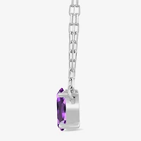 Toi Et Moi Womens Genuine Gemstone & 1/10 CT. T.W. Lab Grown Diamond 10K White Gold Oval Pendant Necklace