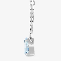 Toi Et Moi Womens Genuine Gemstone & 1/10 CT. T.W. Lab Grown Diamond 10K White Gold Oval Pendant Necklace