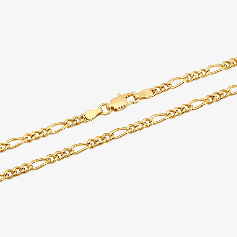 Mens Yellow Stainless Steel Figaro Chain Necklace