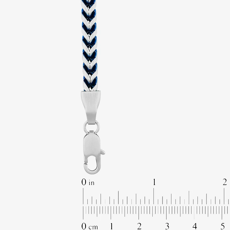 Mens 8.5 Inch Stainless Steel Blue IP Finish Chain Bracelet