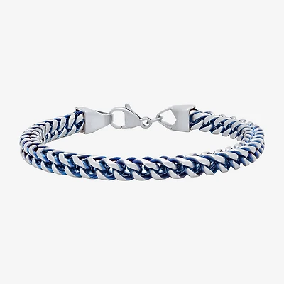 Mens 8.5 Inch Stainless Steel Blue IP Finish Chain Bracelet