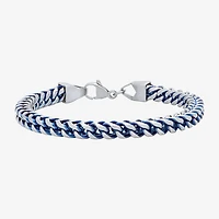 Mens 8.5 Inch Stainless Steel Blue IP Finish Chain Bracelet