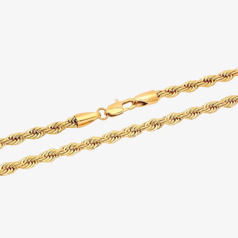 Men's Yellow Stainless Steel Solid Rope Chain Necklace