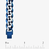 Men's Blue Stainless Steel Solid Curb Chain Necklace