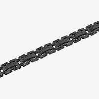 Stainless Steel 1/7 CT. T.W. Natural White Diamond 8 1/2 Inch Solid Link Link Bracelet