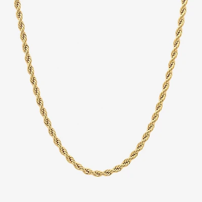 Mens Yellow Stainless Steel Solid Rope Chain Necklace