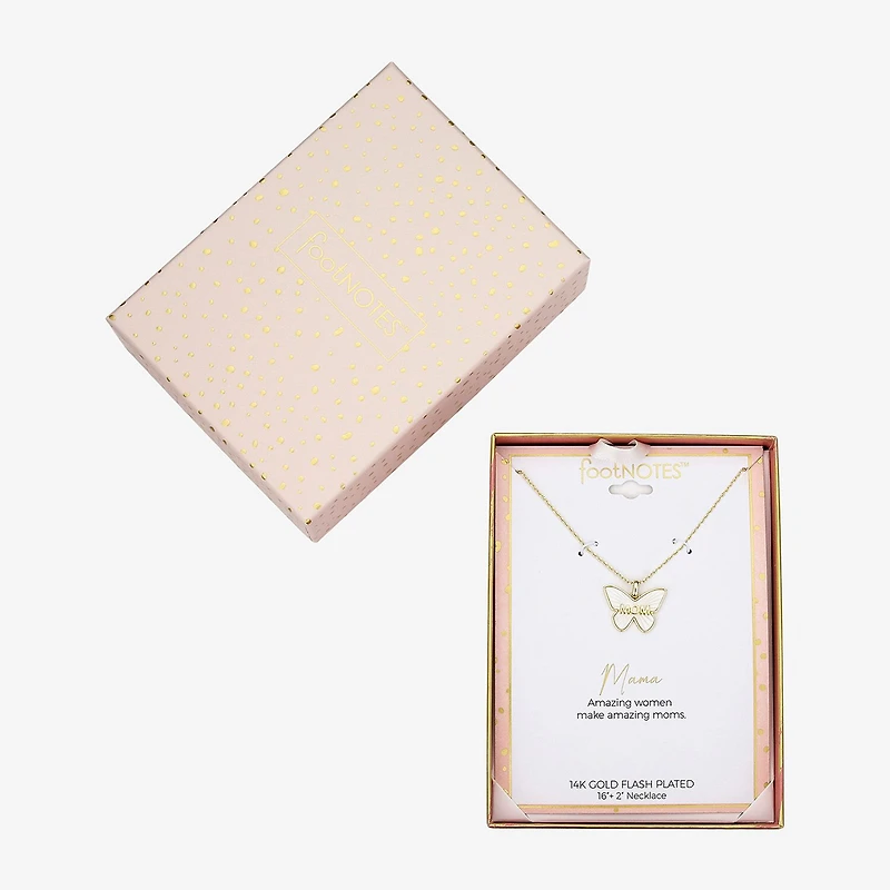 Footnotes Freeform Womens White Mother Of Pearl 10K Gold Over Brass Butterfly 16 Inch Pendant Necklace