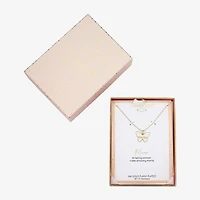 Footnotes Freeform Womens White Mother Of Pearl 10K Gold Over Brass Butterfly 16 Inch Pendant Necklace