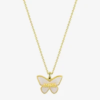 Footnotes Freeform Womens White Mother Of Pearl 10K Gold Over Brass Butterfly 16 Inch Pendant Necklace