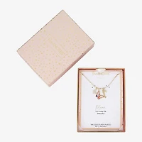 Footnotes Mama Womens Cubic Zirconia 10K Gold Over Brass Butterfly 16 Inch Pendant Necklace