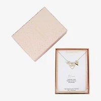 Footnotes Mom Womens White Mother Of Pearl 10K Gold Over Brass Heart 16 Inch Pendant Necklace