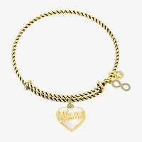 Footnotes Mama Womens White Mother Of Pearl 10K Gold Over Brass Heart Infinity Bangle Bracelet