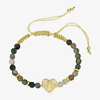 Footnotes Womens Crystal 10K Gold Over Brass Heart Bolo Bracelet