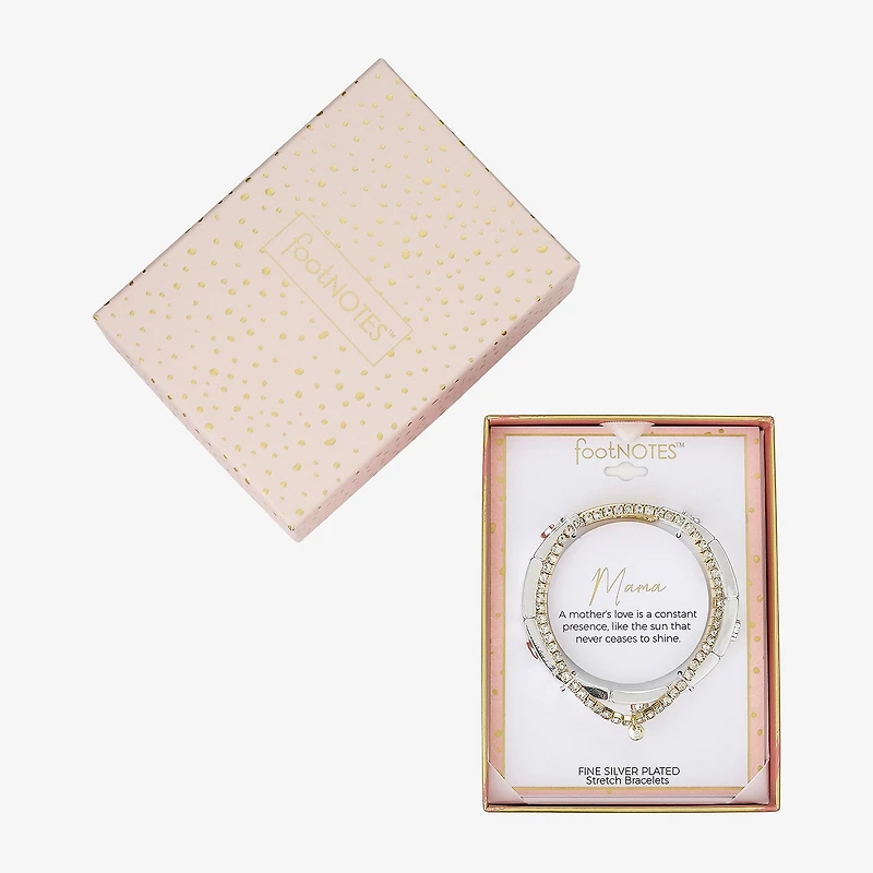 Footnotes Mama Womens 2-pc. Crystal 10K Gold Over Brass Pure Silver Over Brass Bracelet Set