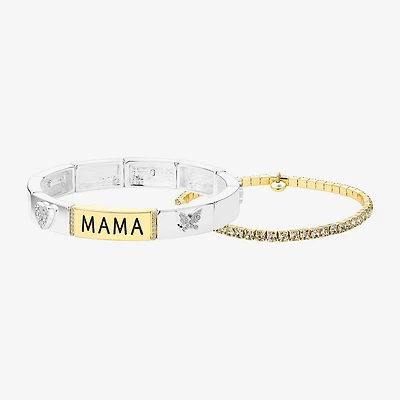 Footnotes Mama Womens 2-pc. Crystal 10K Gold Over Brass Pure Silver Over Brass Bracelet Set