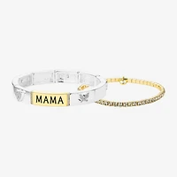 Footnotes Mama Womens 2-pc. Crystal 10K Gold Over Brass Pure Silver Over Brass Bracelet Set