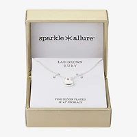 Sparkle Allure Womens Red Ruby Pure Silver Over Brass Heart 16 Inch Pendant Necklace
