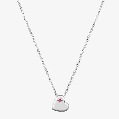 Sparkle Allure Womens Red Ruby Pure Silver Over Brass Heart 16 Inch Pendant Necklace