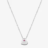 Sparkle Allure Womens Red Ruby Pure Silver Over Brass Heart 16 Inch Pendant Necklace