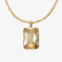 Monet Jewelry Gold Tone Womens Brown Glass Rectangular 17 Inch Pendant Necklace