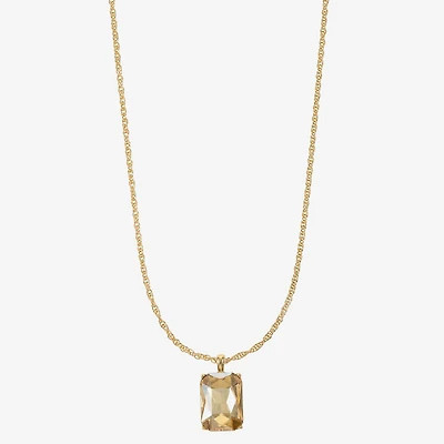 Monet Jewelry Gold Tone Womens Brown Glass Rectangular 17 Inch Pendant Necklace