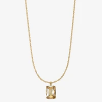 Monet Jewelry Gold Tone Womens Brown Glass Rectangular 17 Inch Pendant Necklace