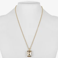 Monet Jewelry Gold Tone Womens Brown Glass Rectangular 17 Inch Pendant Necklace