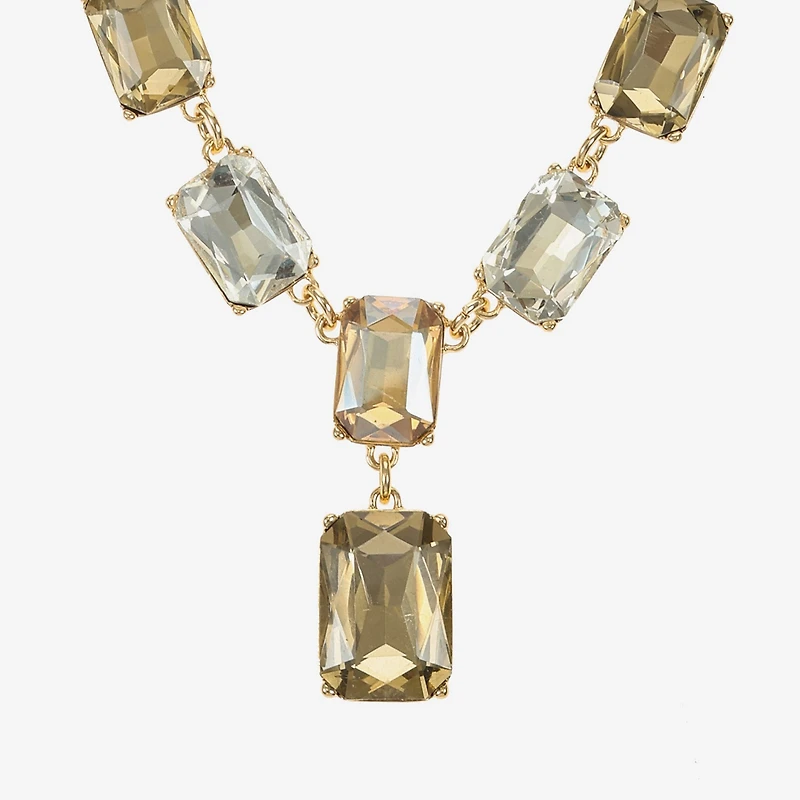 Monet Jewelry Gold Tone Womens Brown Glass 18 Inch Y Necklace